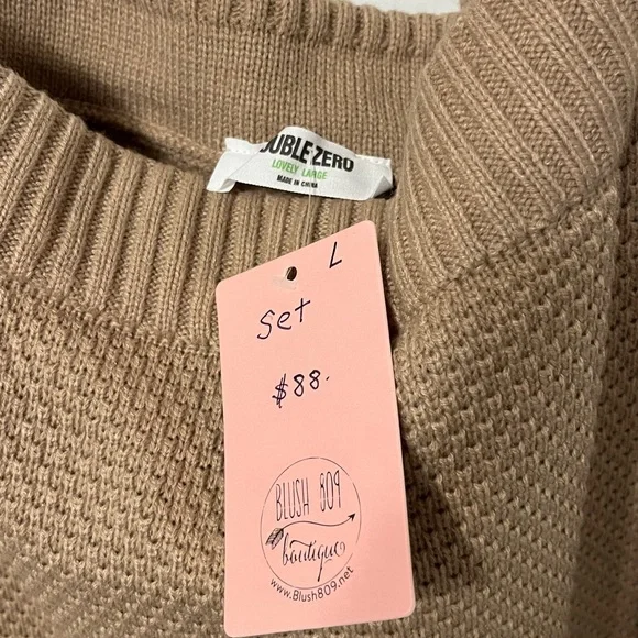 Cozy Tan Knit Sweater and Skirt Set - Picture 5 of 5